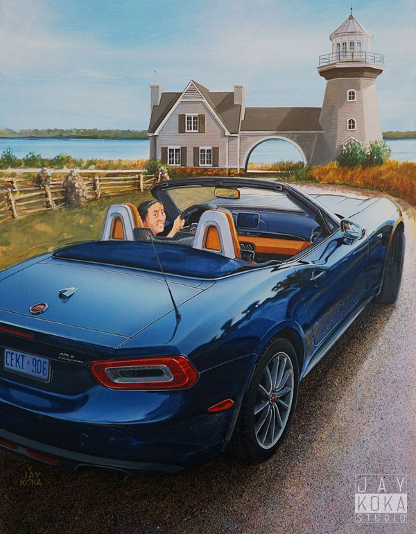 Fiat 124 Spyder at Cobble Lighthouse by Jay Koka